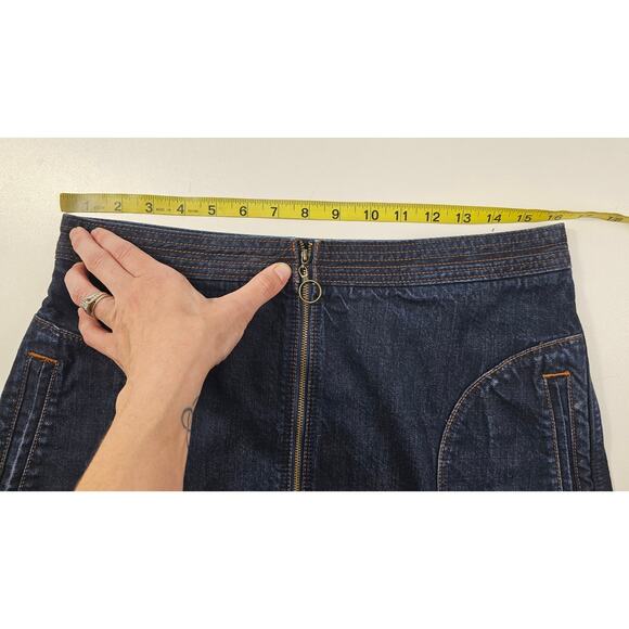 Abercrombie & Fitch sz 10 full zip front grunge denim skirt EUC pocket casual - Picture 6 of 7